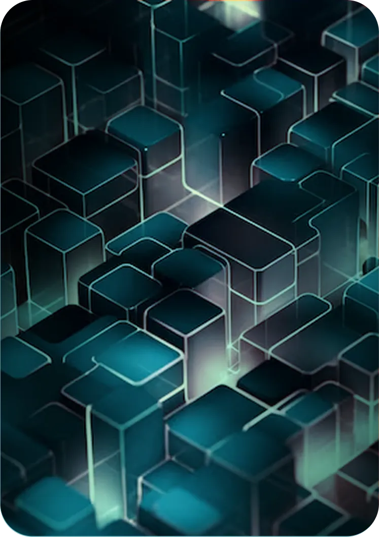 Futuristic transparent glass cubes representing digital complexity and scalability