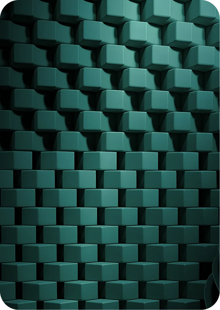 Structured green cube wall illustrating stability, consistency, and robust system design