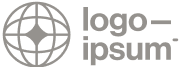 Vertical Logoipsum symbol with globe icon, illustrating a structured international brand identity.